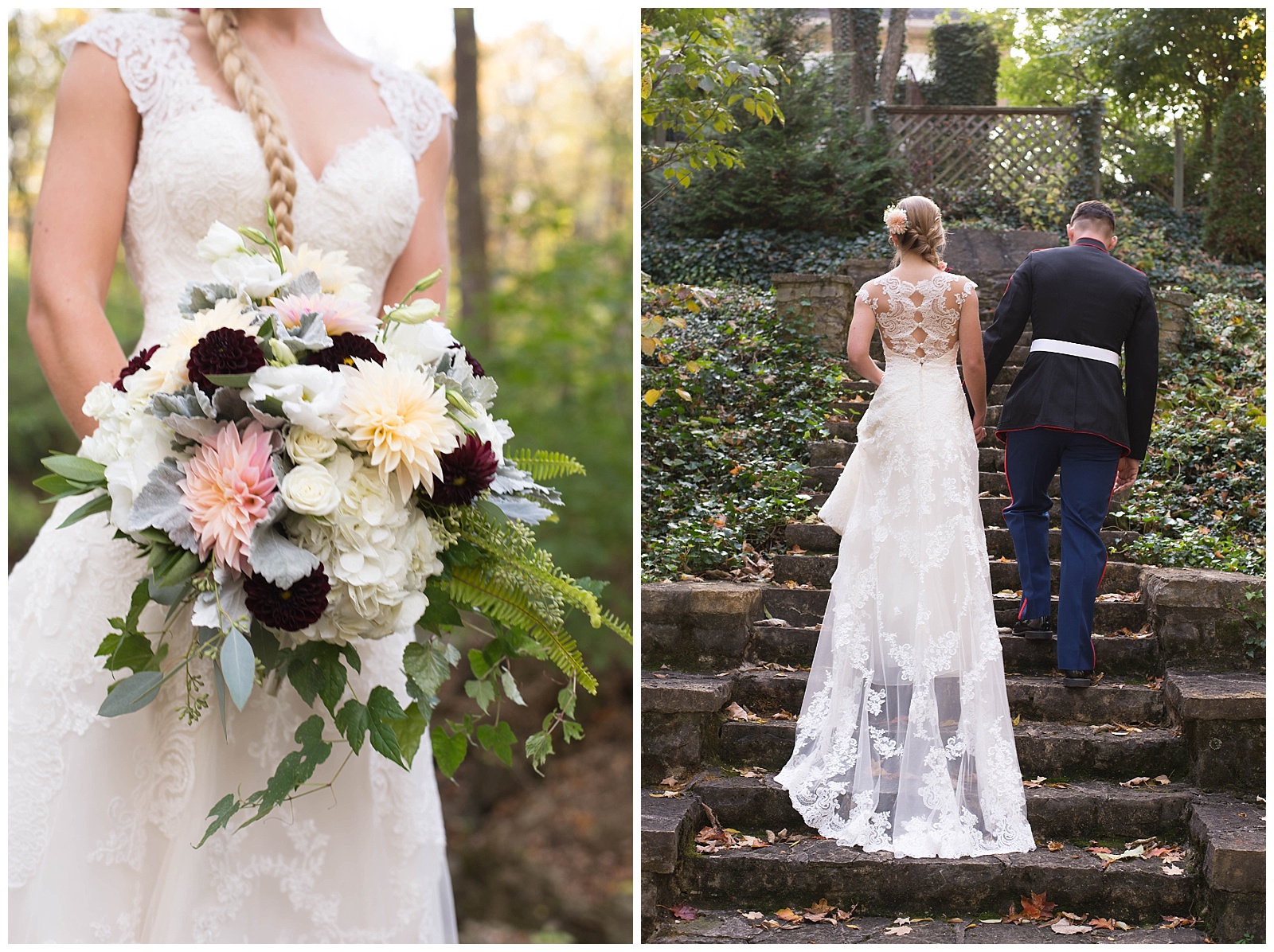 bridal bouquet, stairs, wedding