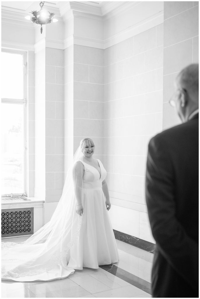 First Look with Dad, The Dayton Masonic Fall Wedding Inspiration 