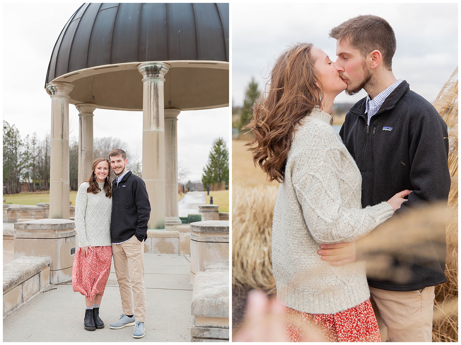 Coxhall Gardens in Carmel, Indiana Winter Engagement Session with Colton and Addie